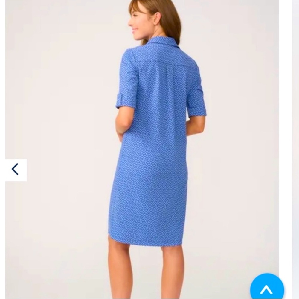 J. McLAUGHLIN Lawrence shirt Dress Blue Honeycomb Roll Tab Catalina Cloth Large - Picture 4 of 14